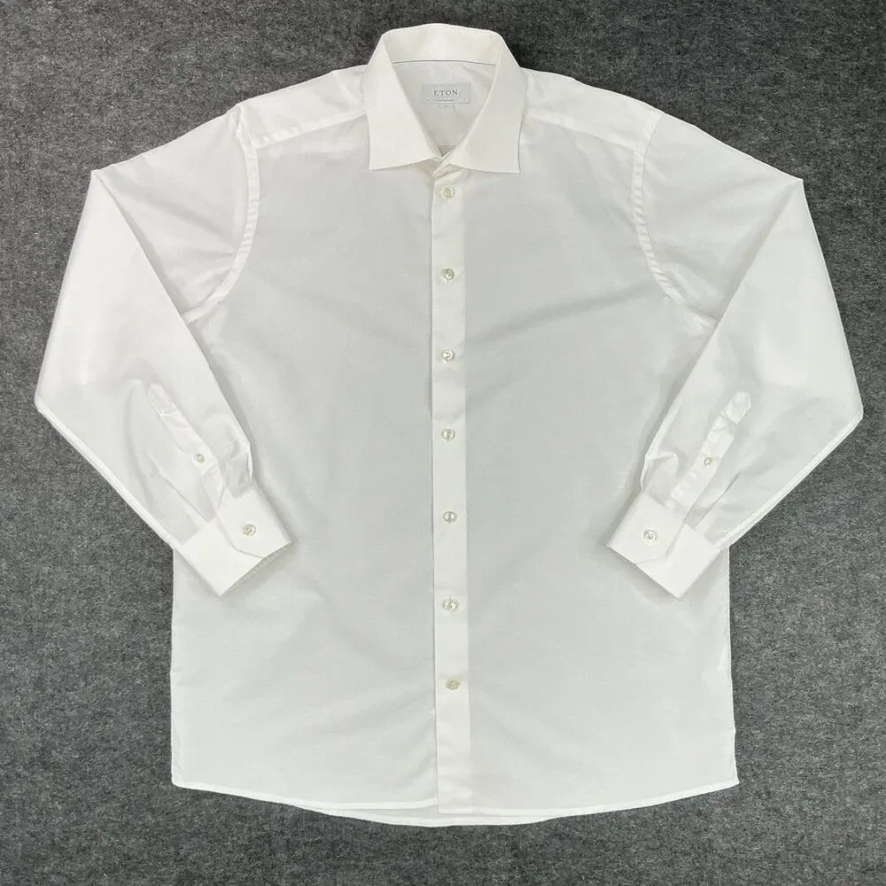 ETON Dress Shirt sz XL 43 17 White Button Up Contemporary Fit Long Sleeve Luxury